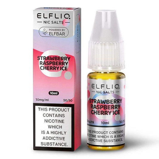 STRAWBERRY RASPBERRY CHERRY ICE 10ML E LIQUID NICOTINE SALT BY ELFLIQ - ELFBAR - VapePure